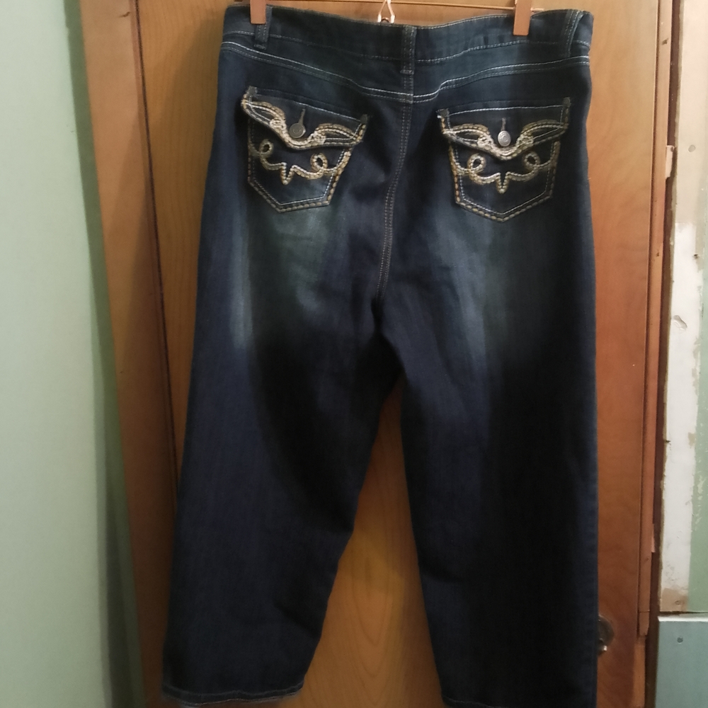 Embroidered Blue Denim Jeans